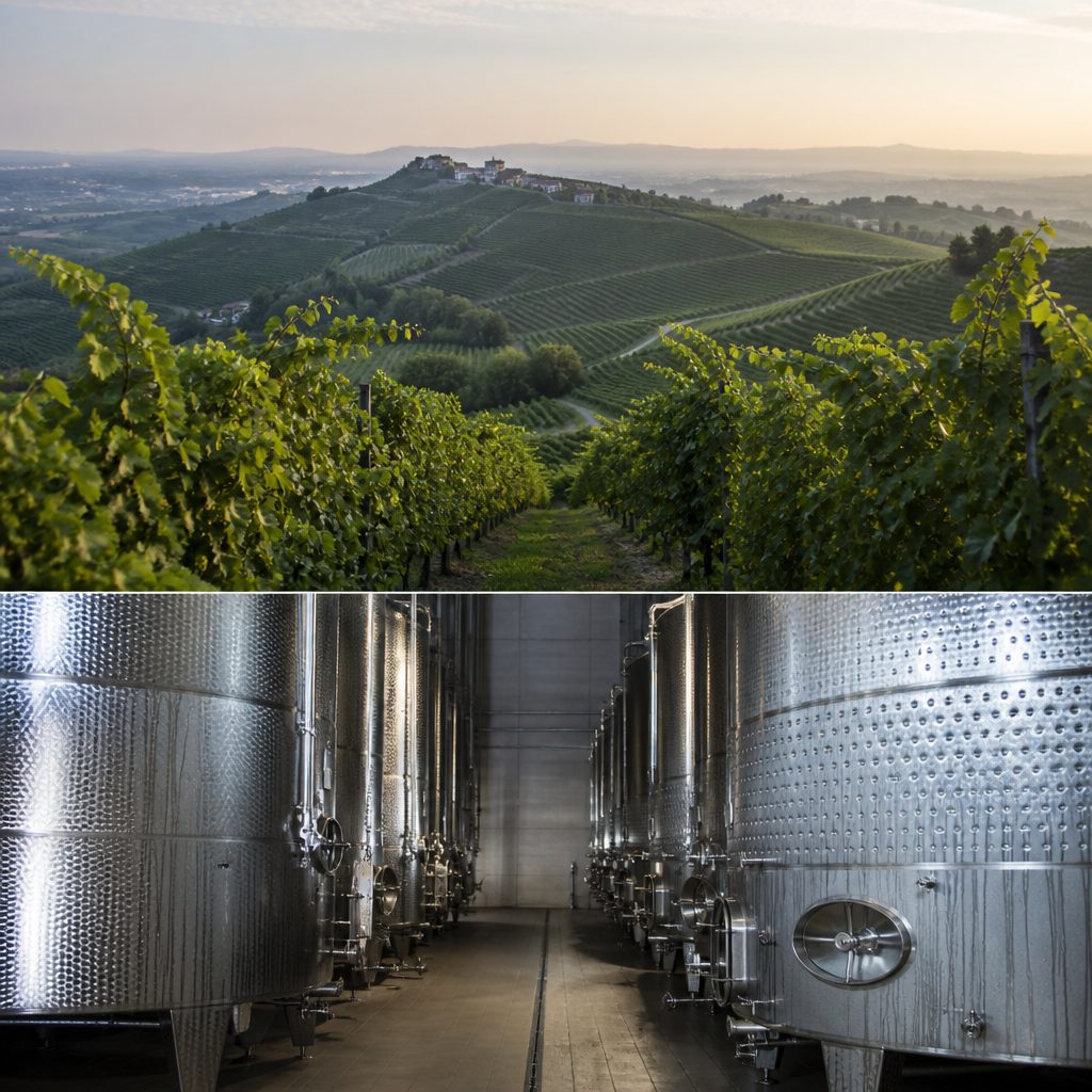 Serbatoi di fermentazione in acciaio inox con condensa, luce fredda e neutra